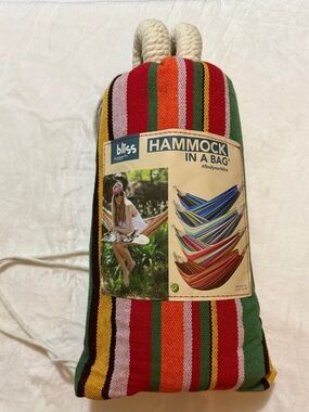 Bliss Striped Portable Hammock Bag in Red, Green & Orange
